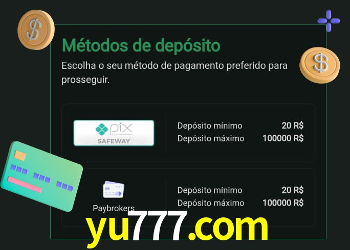 O cassino yu777.com oferece uma grande variedade de métodos de pagamento